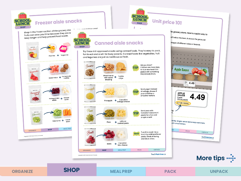  School lunch freezer aisle snacks, unit price 101 and canned aisle snacks
