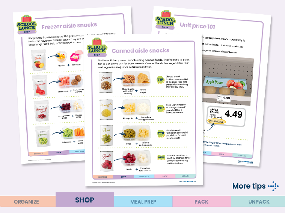  School lunch freezer aisle snacks, unit price 101 and canned aisle snacks