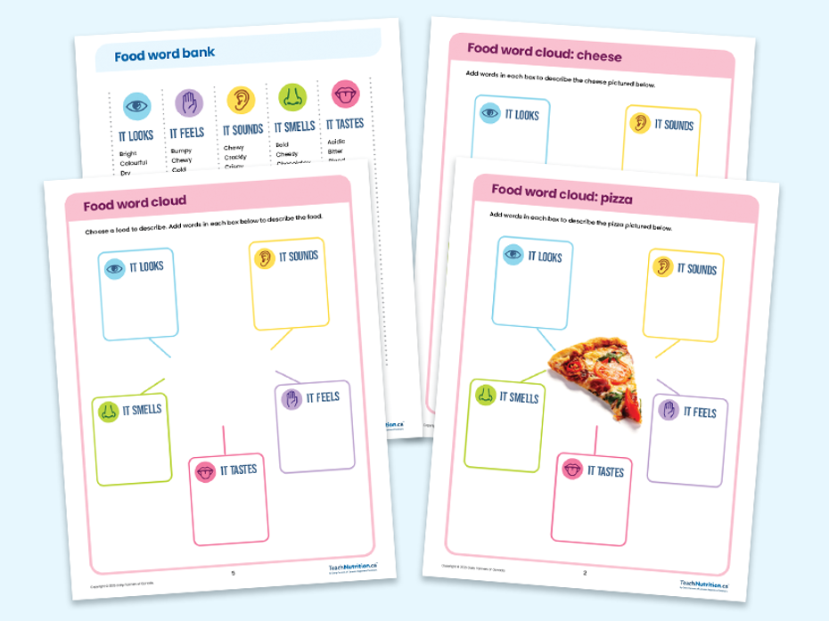 Food word games activity sheets